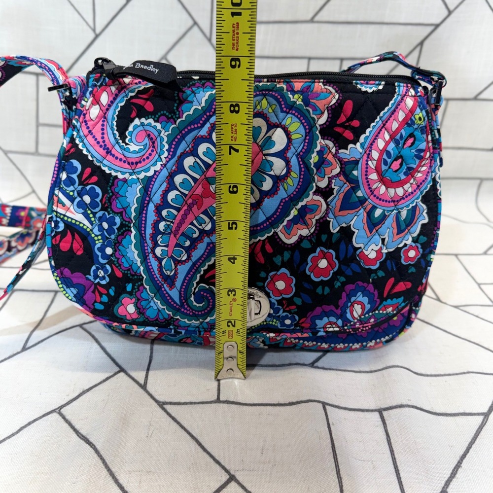 Vera Bradley Crossbody Bag Small Midnight Blues Paisley Quilted Cotton Turnlock - Picture 10 of 12